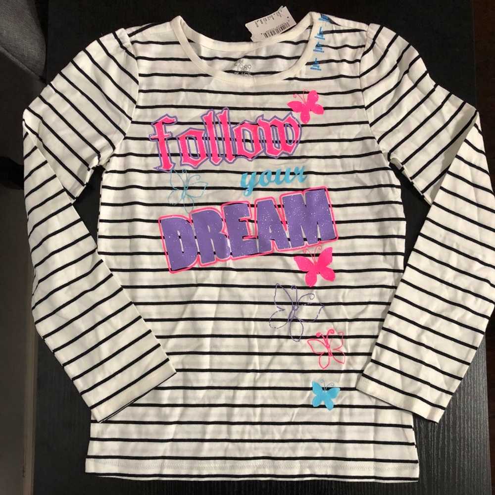 Place Est 1989 Striped Black White Top Large 10-12